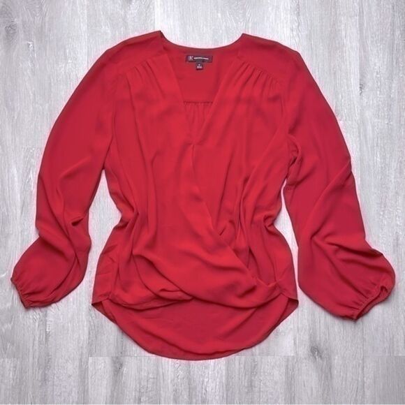 Red Faux Wrap Top M - Picture 1 of 4